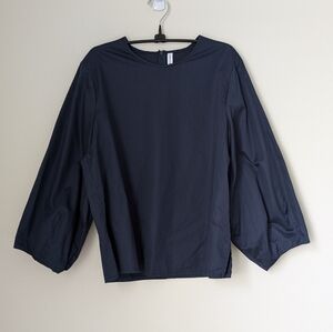 Field Trip Brand Clothing Balloon Sleeve Shirt Top Large in Navy